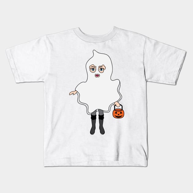 Ghost Halloween Trick or Treat Sticker 1 Kids T-Shirt by PLLDesigns